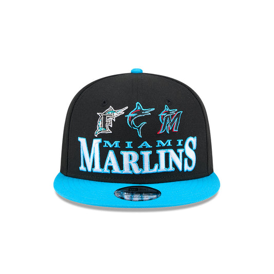 Miami Marlins New Era ARCHIVE 9Fifty Snapback Hat - Black/Vice Blue