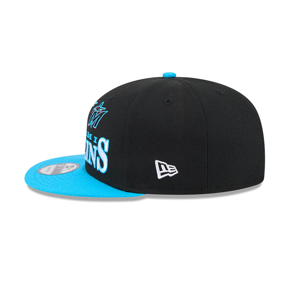 Miami Marlins New Era ARCHIVE 9Fifty Snapback Hat - Black/Vice Blue