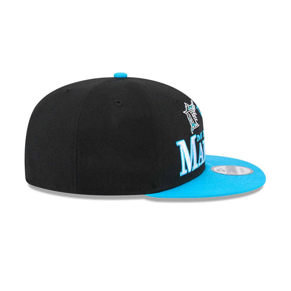 Miami Marlins New Era ARCHIVE 9Fifty Snapback Hat - Black/Vice Blue