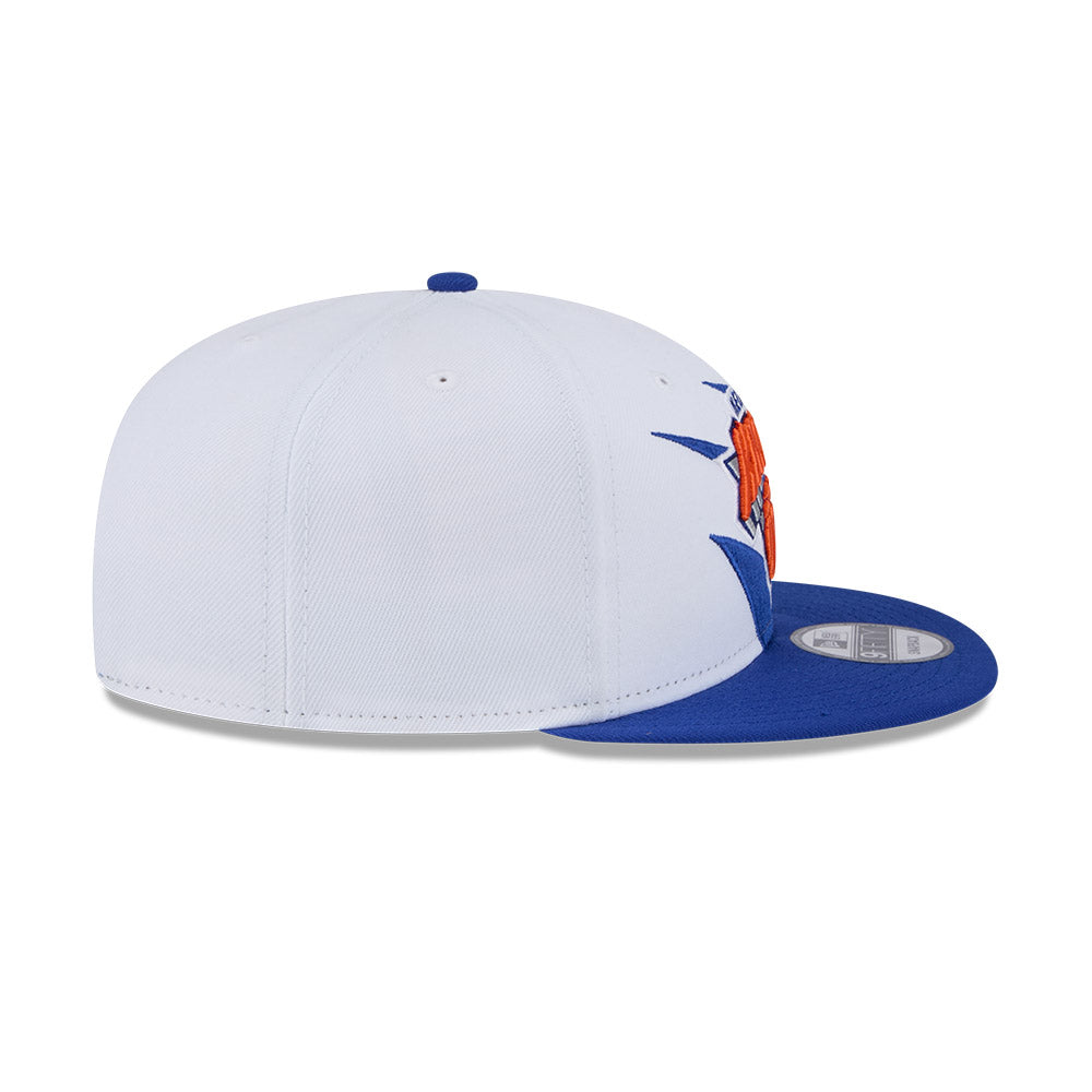 New York Knicks New Era JAGGED 9Fifty Snapback Hat = Royal/Orange