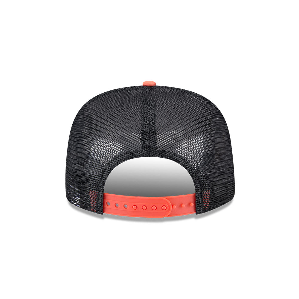 Baltimore Orioles New Era RETRO SCRIPT 9Fifty A-Frame Mesh Trucker Snapback Hat - Black/Orange