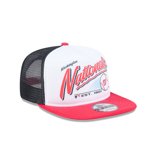 Washington Nationals New Era RETRO SCRIPT 9Fifty A-Frame Mesh Trucker Snapback Hat - Black/Red