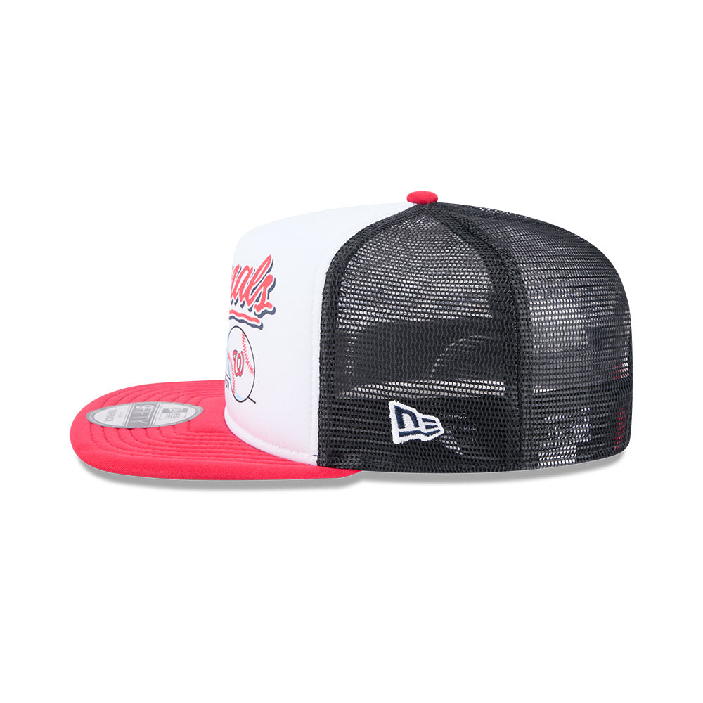 Washington Nationals New Era RETRO SCRIPT 9Fifty A-Frame Mesh Trucker Snapback Hat - Black/Red