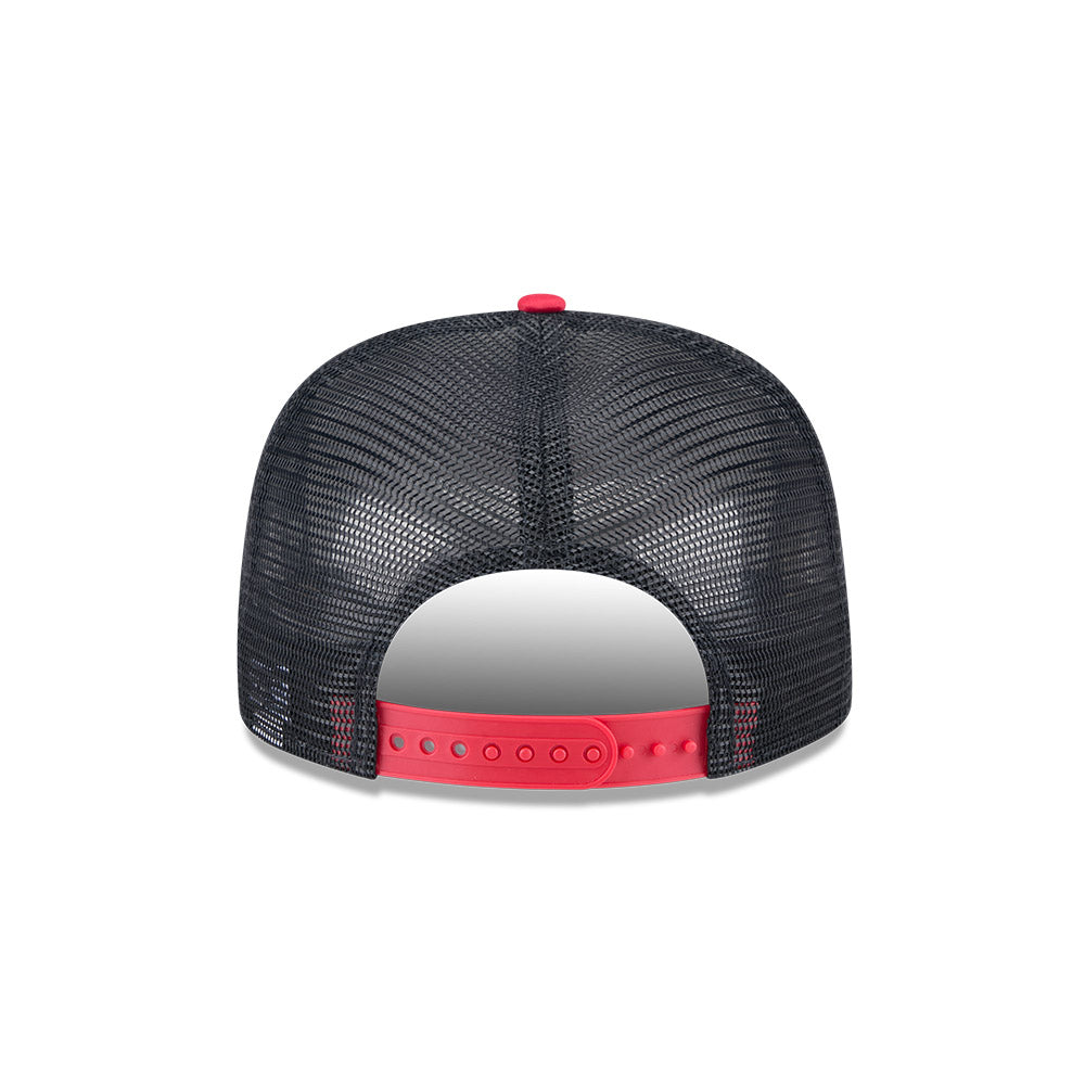 Washington Nationals New Era RETRO SCRIPT 9Fifty A-Frame Mesh Trucker Snapback Hat - Black/Red