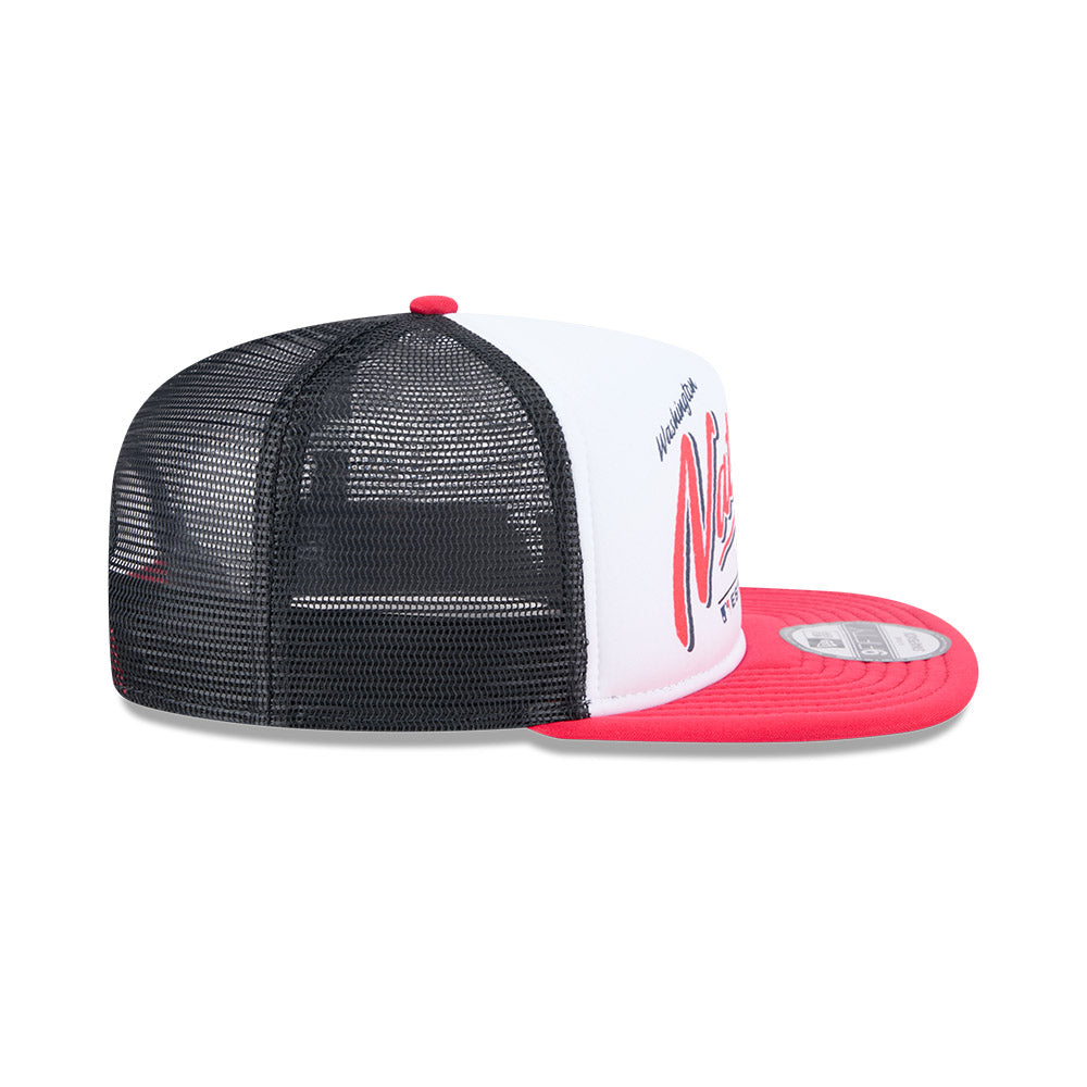 Washington Nationals New Era RETRO SCRIPT 9Fifty A-Frame Mesh Trucker Snapback Hat - Black/Red