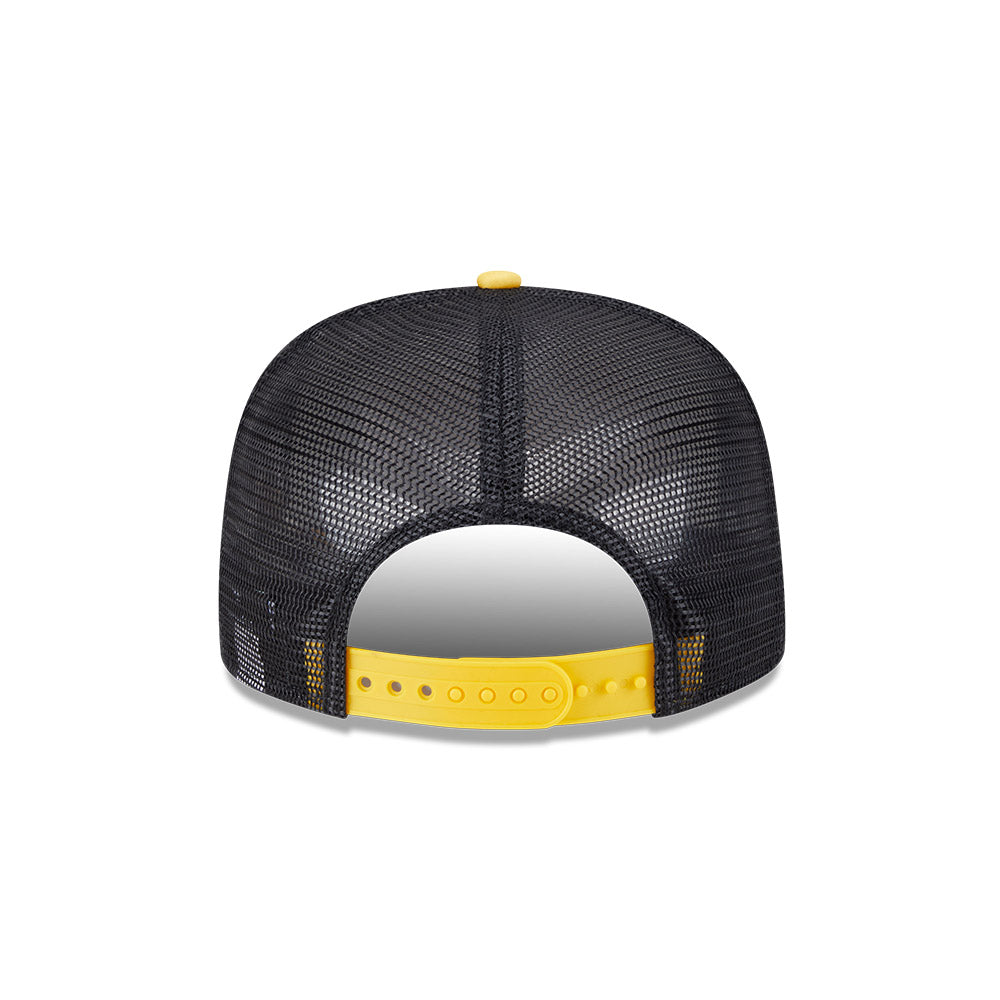 Pittsburgh Pirates New Era RETRO SCRIPT 9Fifty A-Frame Mesh Trucker Snapback Hat - Black/Yellow