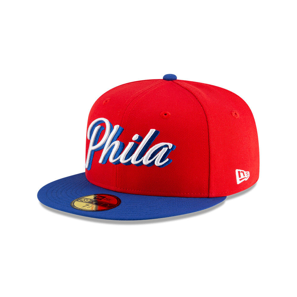 Philadelphia 76ers New Era Jersey Hook Statement Edition 59Fifty Fitted Hat - Red/Blue