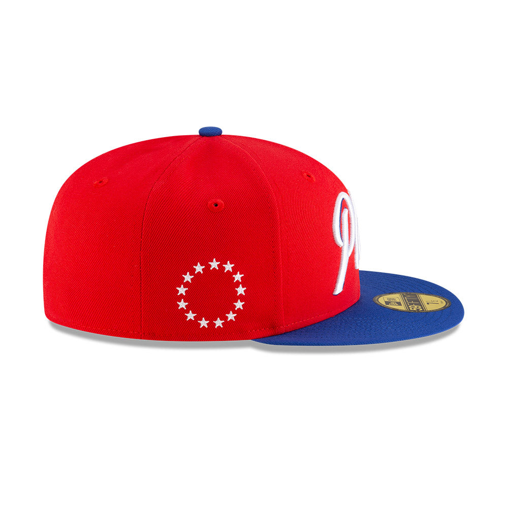 Philadelphia 76ers New Era Jersey Hook Statement Edition 59Fifty Fitted Hat - Red/Blue