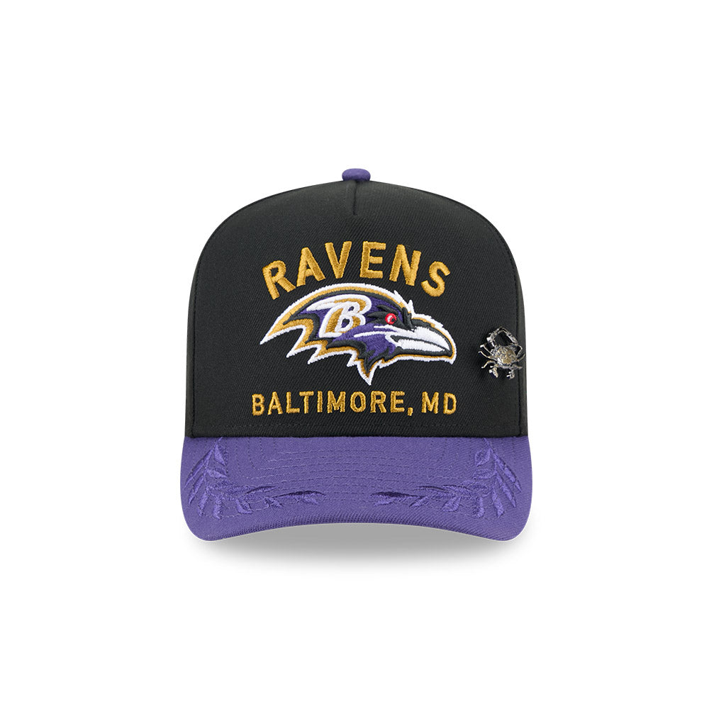 Baltimore Ravens New Era 2025 NFL Draft On Stage A-Frame 59FIFTY Fitted Hat - Black/Purple