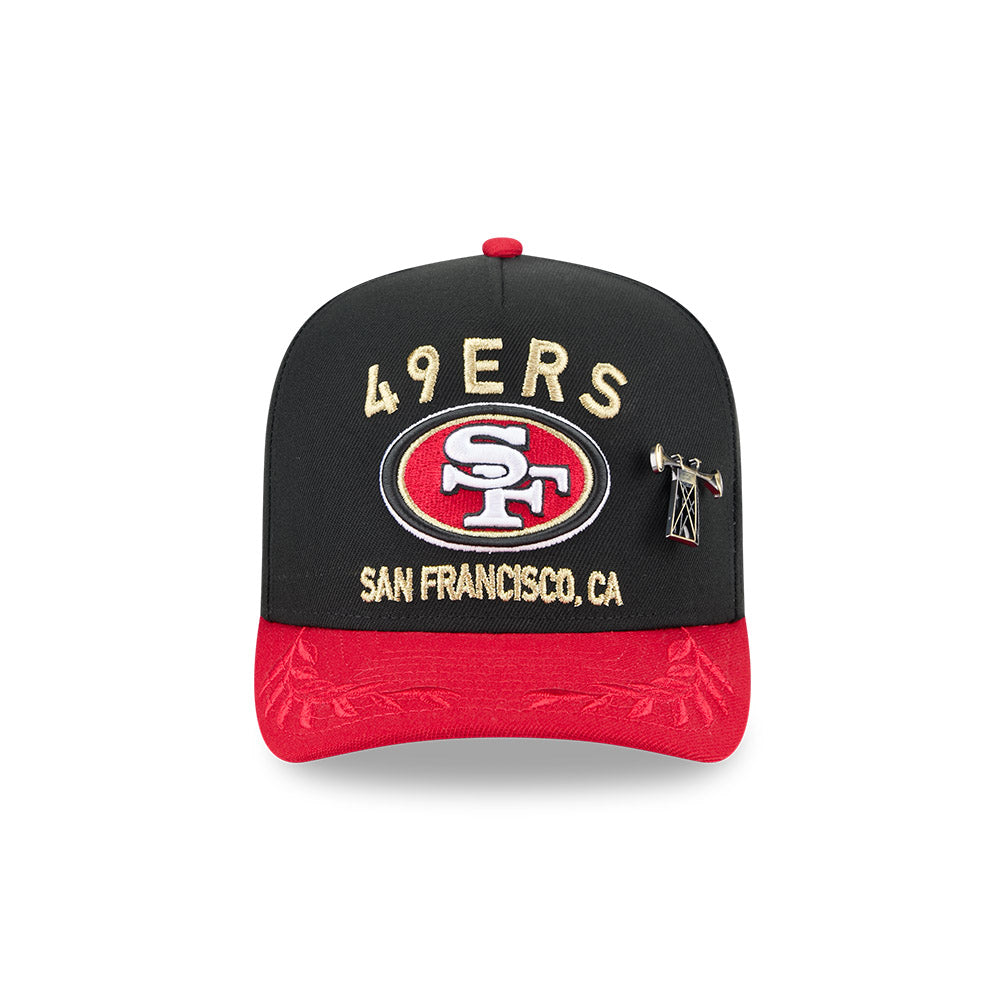 San Francisco 49ers New Era 2025 NFL Draft On Stage A-Frame 59FIFTY Fitted Hat - Black/Red