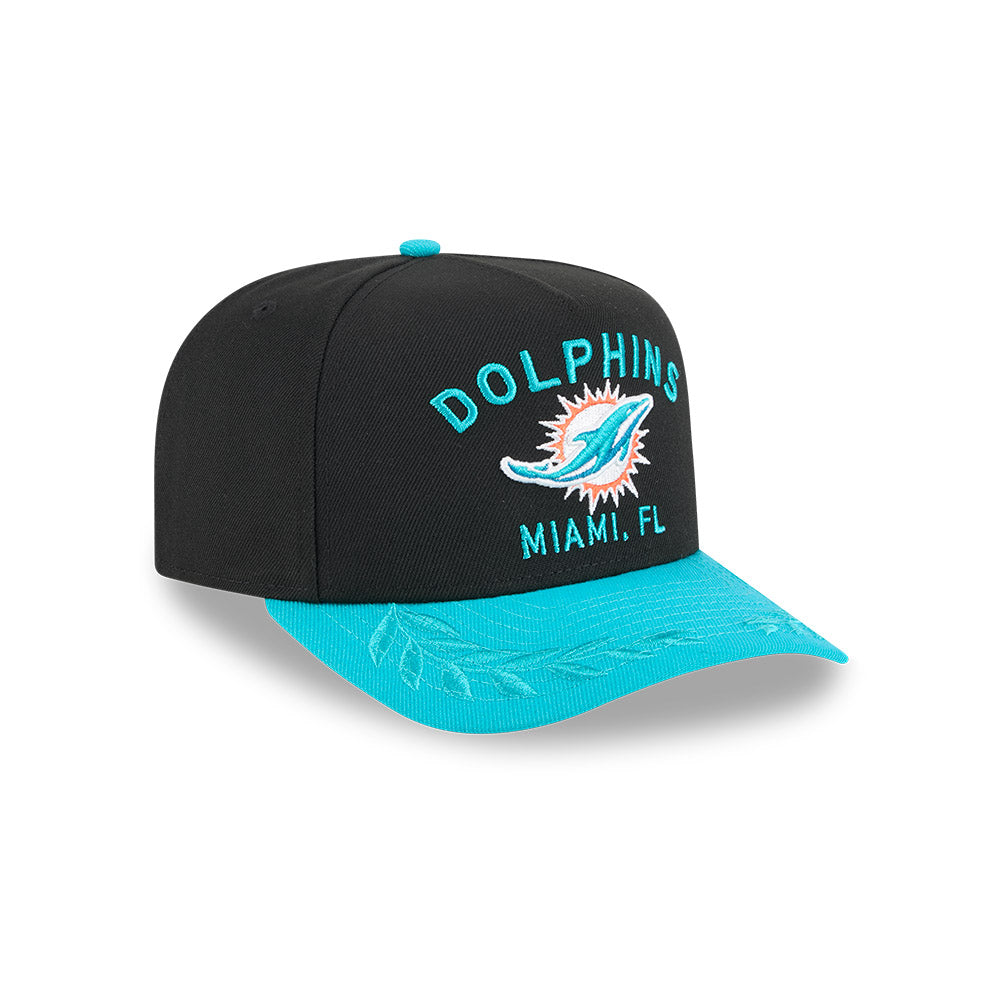 Miami Dolphins New Era 2025 NFL Draft A-Frame 9FIFTY Snapback Hat - Black/Aqua