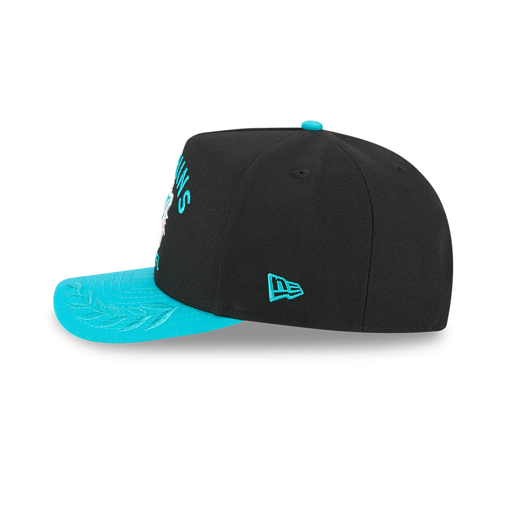 Miami Dolphins New Era 2025 NFL Draft A-Frame 9FIFTY Snapback Hat - Black/Aqua