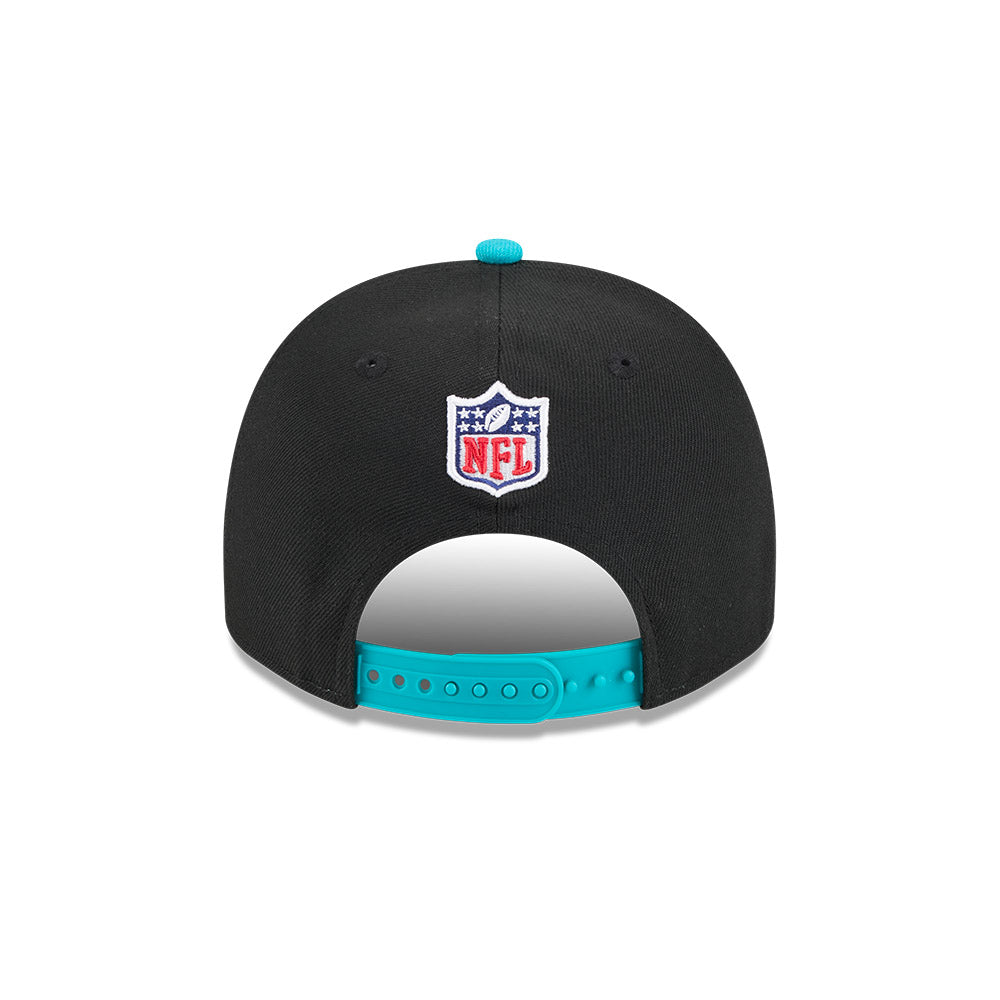 Miami Dolphins New Era 2025 NFL Draft A-Frame 9FIFTY Snapback Hat - Black/Aqua