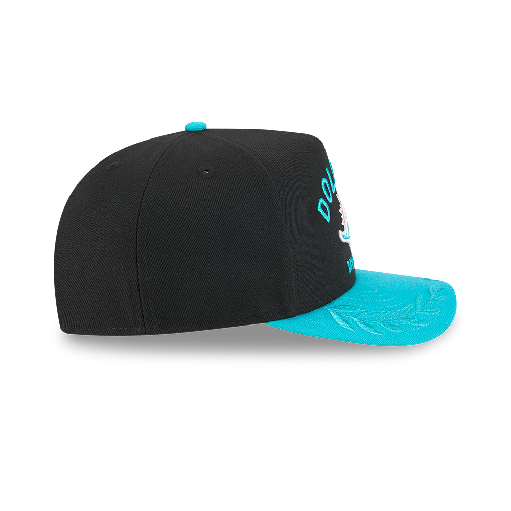 Miami Dolphins New Era 2025 NFL Draft A-Frame 9FIFTY Snapback Hat - Black/Aqua