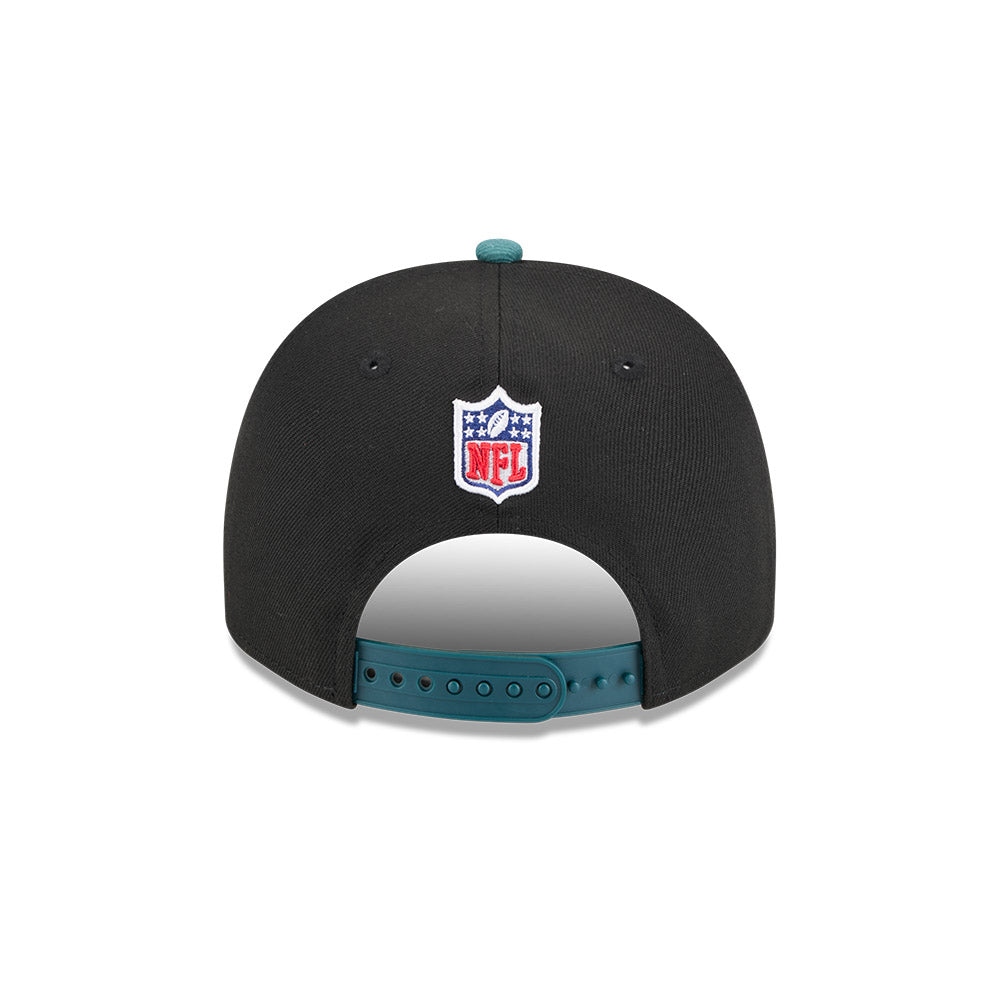 Philadelphia Eagles New Era 2025 NFL Draft A-Frame 9FIFTY Snapback Hat - Black/Green