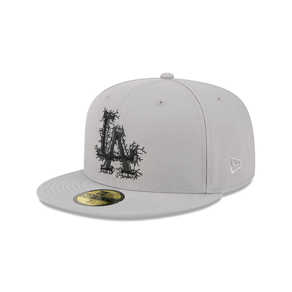 Los Angeles Dodgers New Era CRACKED Exclusive 59Fifty Fitted Hat - Gray