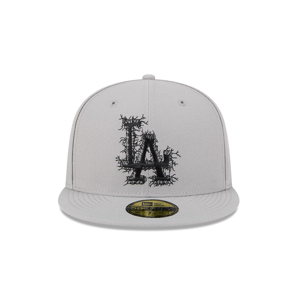 Los Angeles Dodgers New Era CRACKED Exclusive 59Fifty Fitted Hat - Gray