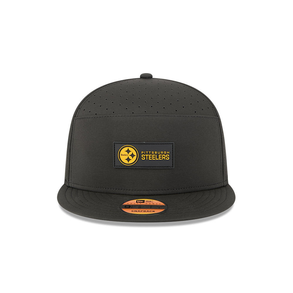Pittsburgh Steelers New Era 2025 Sideline Split Panel 9FIFTY Snapback Hat - Black