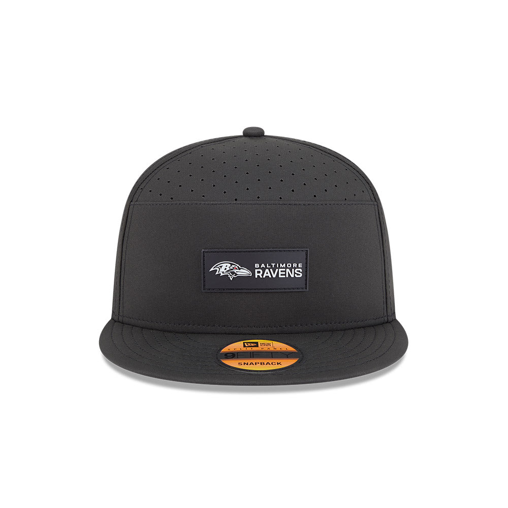 Baltimore Ravens New Era 2025 Sideline Split Panel 9FIFTY Snapback Hat - Black