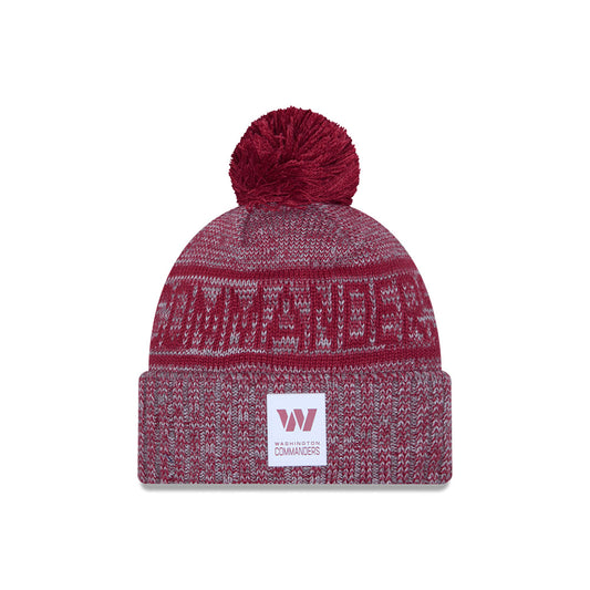 Washington Commanders New Era 2025 NFL Sideline Sport Cuffed Pom Knit Hat - Graphite/Burgundy