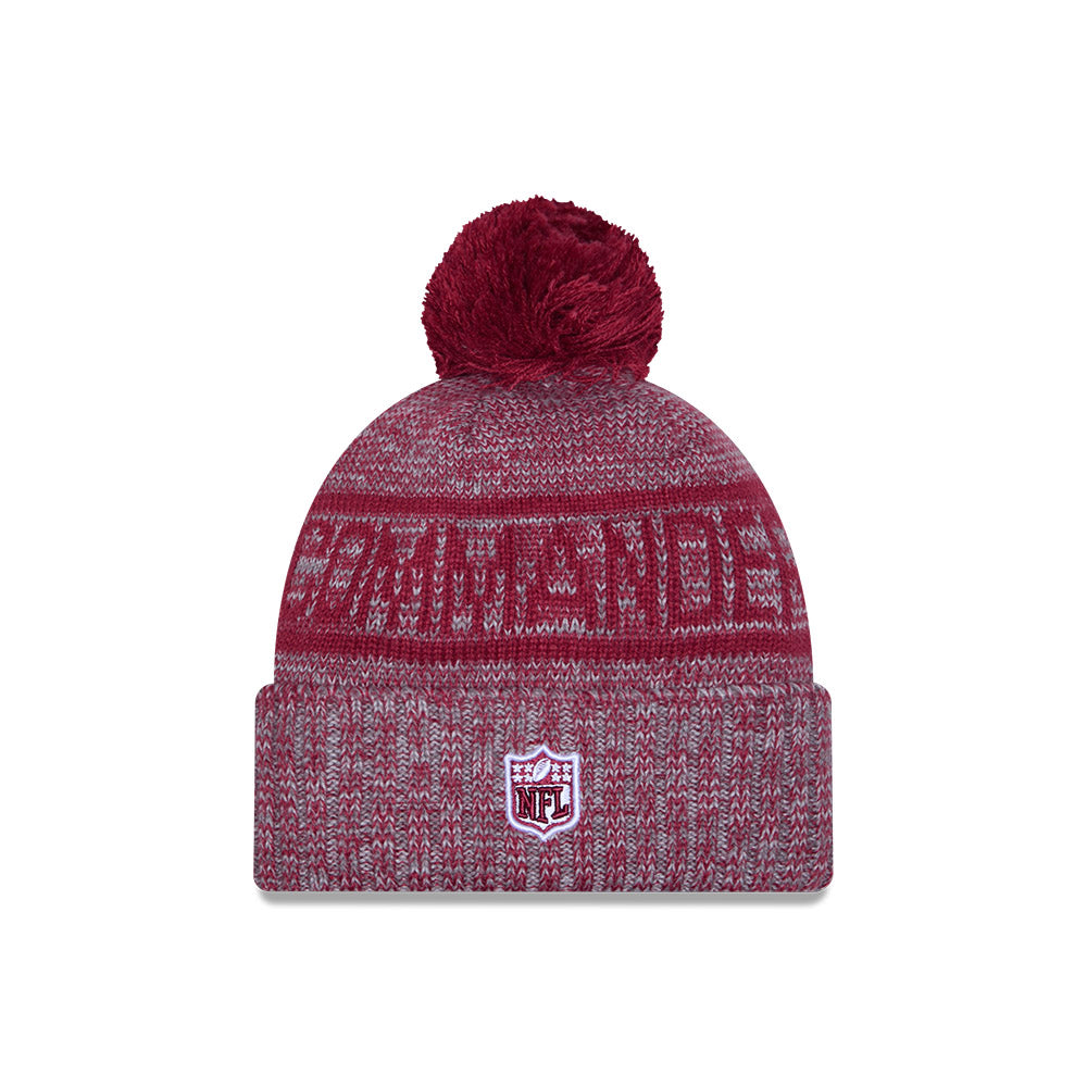 Washington Commanders New Era 2025 NFL Sideline Sport Cuffed Pom Knit Hat - Graphite/Burgundy