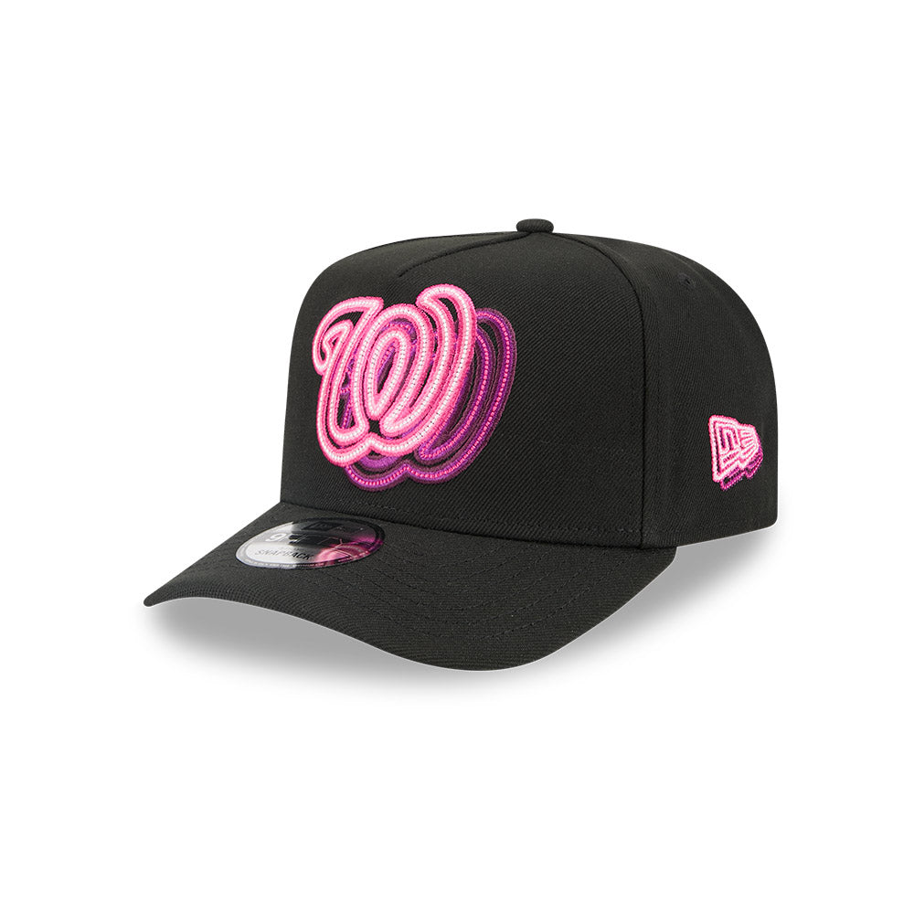 Washington Nationals New Era NEON A-Frame 9Fifty Snapback MLB Hat - Black/Pink