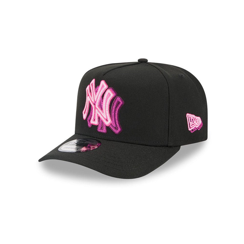 New York Yankees New Era NEON A-Frame 9Fifty Snapback MLB Hat - Black/Pink
