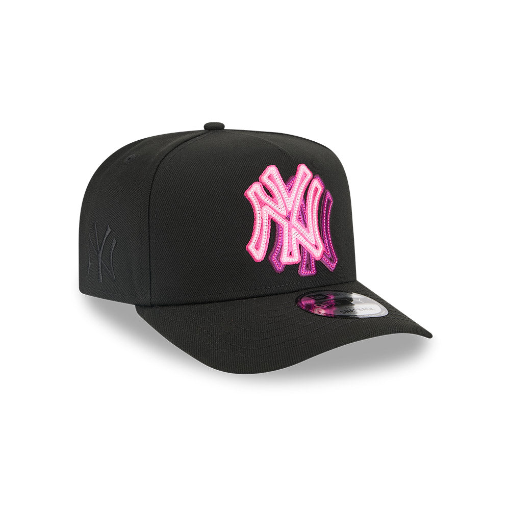 New York Yankees New Era NEON A-Frame 9Fifty Snapback MLB Hat - Black/Pink
