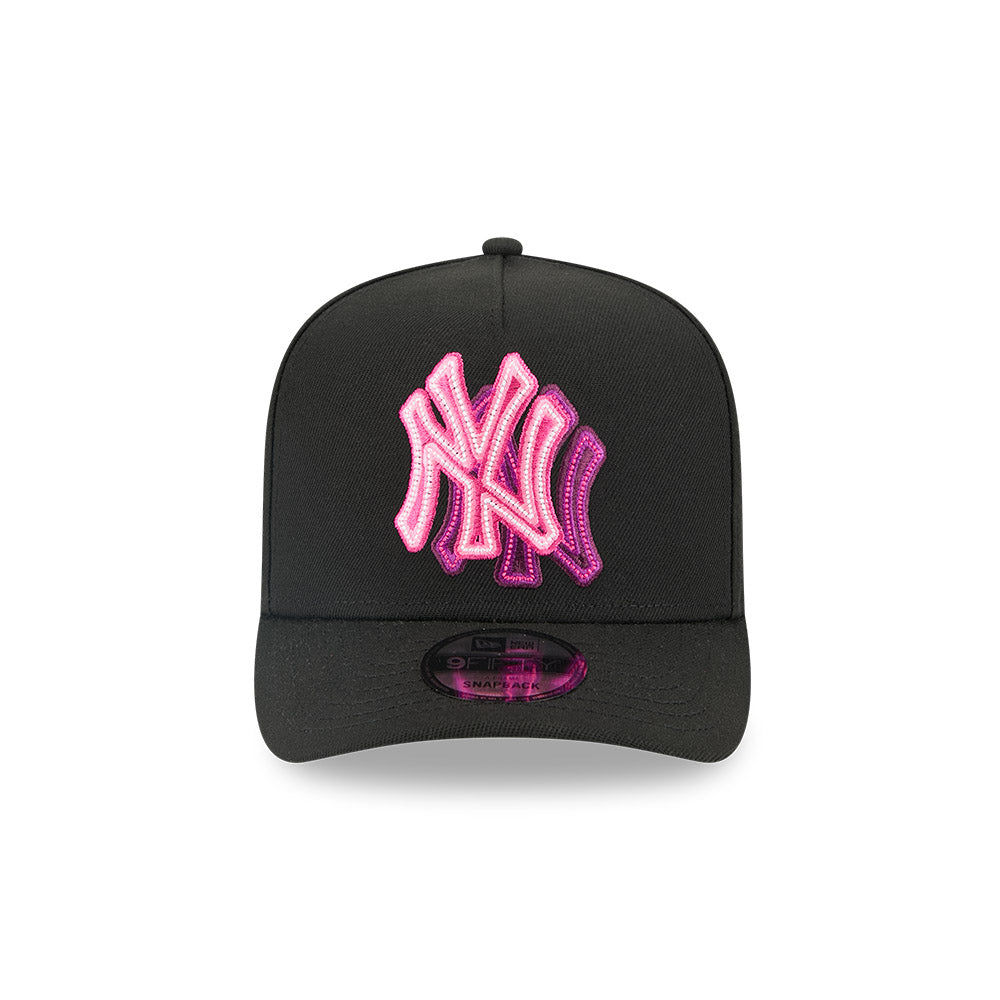 New York Yankees New Era NEON A-Frame 9Fifty Snapback MLB Hat - Black/Pink