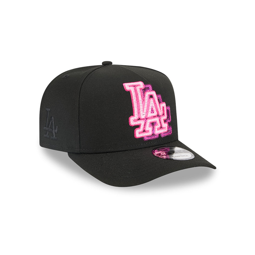 Los Angeles Dodgers New Era NEON A-Frame 9Fifty Snapback MLB Hat - Black/Pink