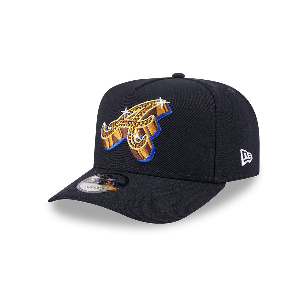 Atlata Braves New Era EMBLEM A-Frame 9Fifty Snapback MLB Hat - Navy