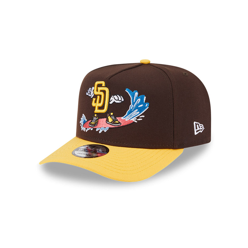 San Diego Padres New Era CARTOON SERIES A-Frame 9Fifty Snapback MLB Hat - Brown/Yellow