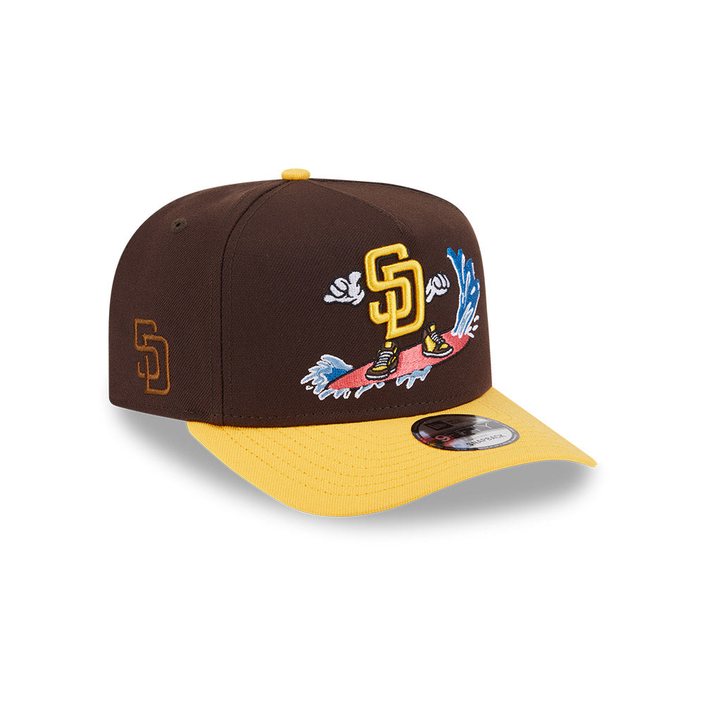 San Diego Padres New Era CARTOON SERIES A-Frame 9Fifty Snapback MLB Hat - Brown/Yellow