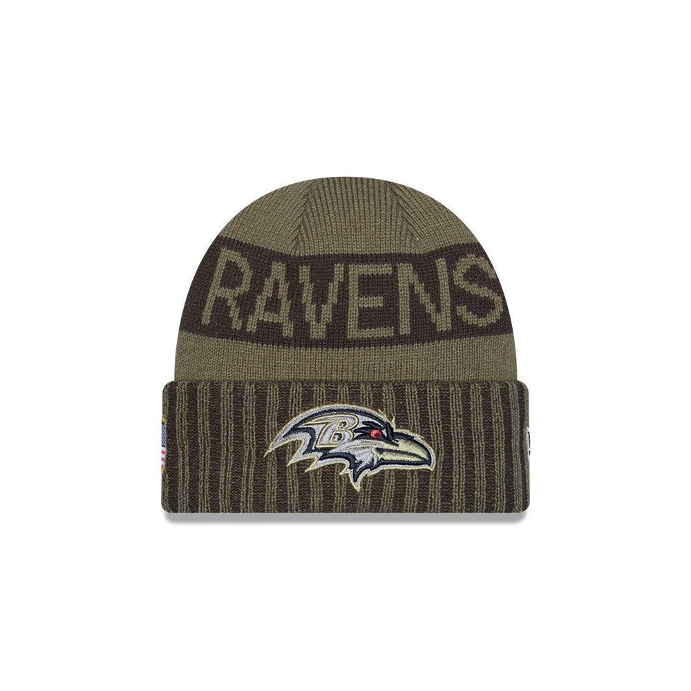 Baltimore Ravens New Era 2025 Salute to Service Cuffed Knit Hat - Dark Green