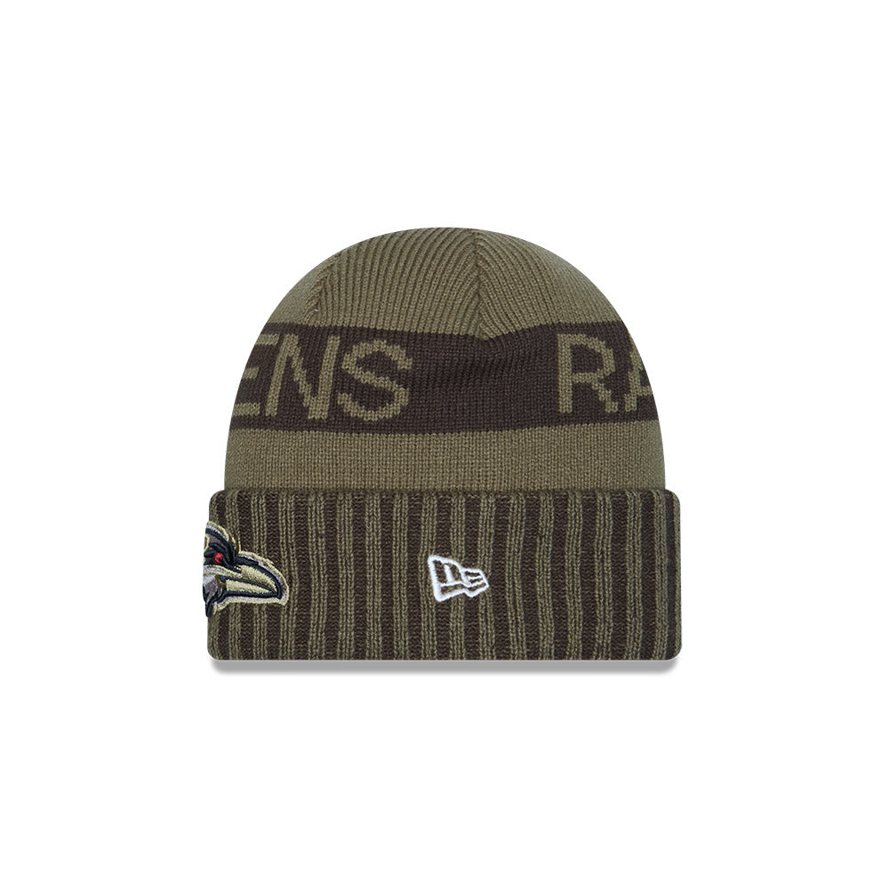 Baltimore Ravens New Era 2025 Salute to Service Cuffed Knit Hat - Dark Green