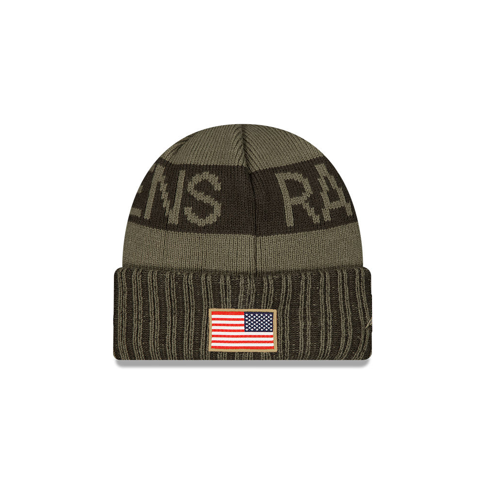 Baltimore Ravens New Era 2025 Salute to Service Cuffed Knit Hat - Dark Green