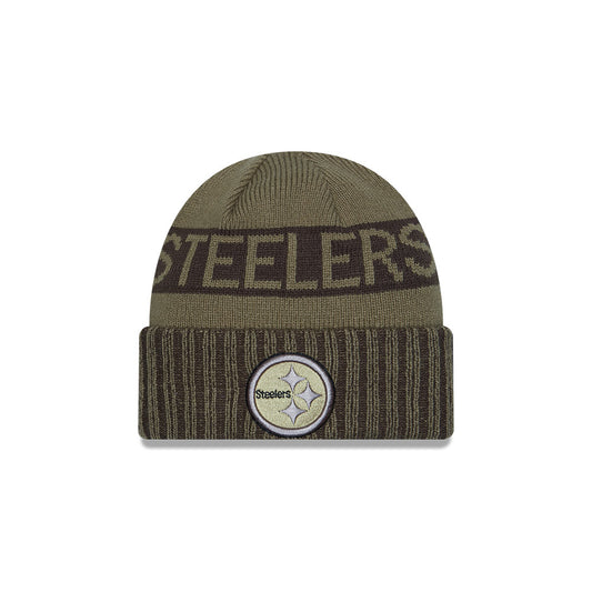Pittsburgh Steelers New Era 2025 Salute to Service Cuffed Knit Hat - Dark Green