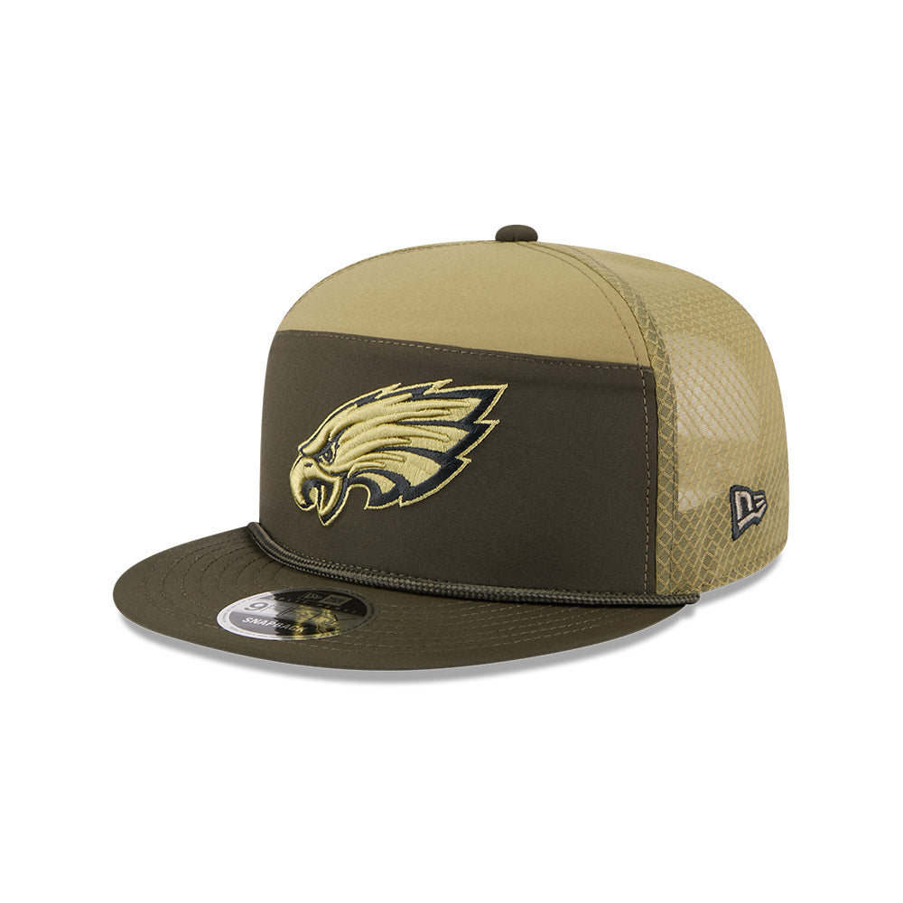 Philadelphia Eagles New Era 2025 Salute to Service Split Panel 9FIFTY Snapback Hat - Dark Green