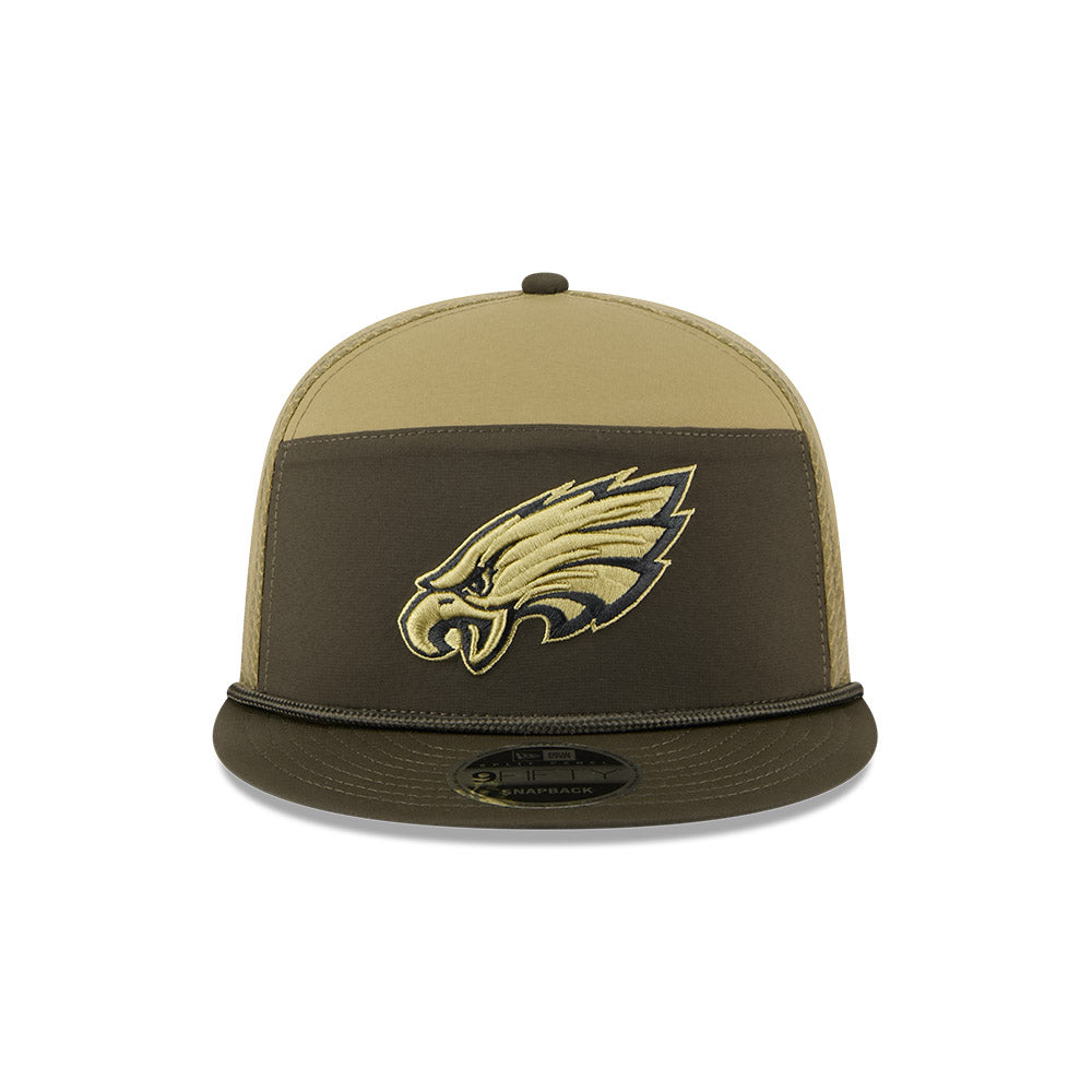 Philadelphia Eagles New Era 2025 Salute to Service Split Panel 9FIFTY Snapback Hat - Dark Green