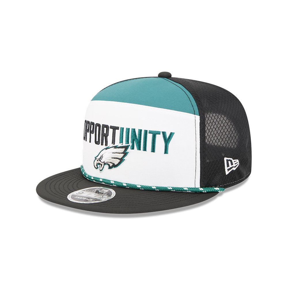 Philadelphia Eagles New Era 2025 Inspire Change Split Panel 9FIFTY Snapback Hat - White/Black/Green