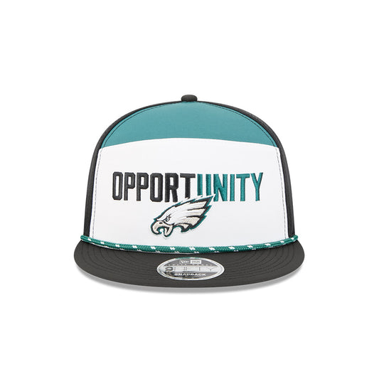 Philadelphia Eagles New Era 2025 Inspire Change Split Panel 9FIFTY Snapback Hat - White/Black/Green