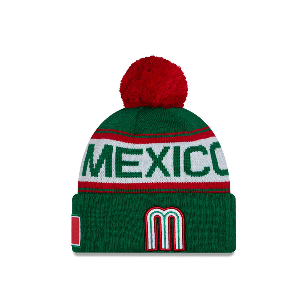 MEXICO Baseball New Era 2026 World Baseball Classic Pom Knit - Green/Red