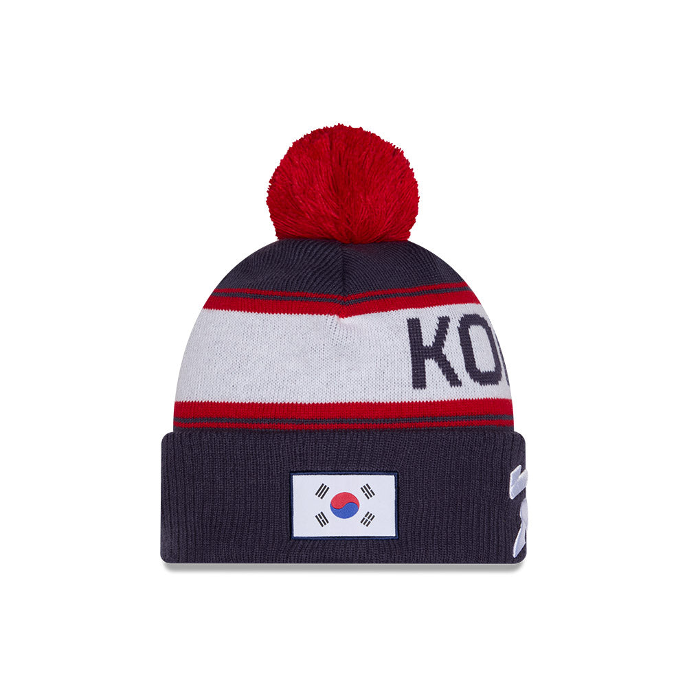 KOREA Baseball New Era 2026 World Baseball Classic Pom Knit - Navy/Red