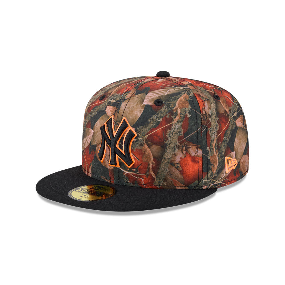 New York Yankees MLB LEAVES Exclusive New Era 59Fifty Fitted Hat - Orange Leaves/Black
