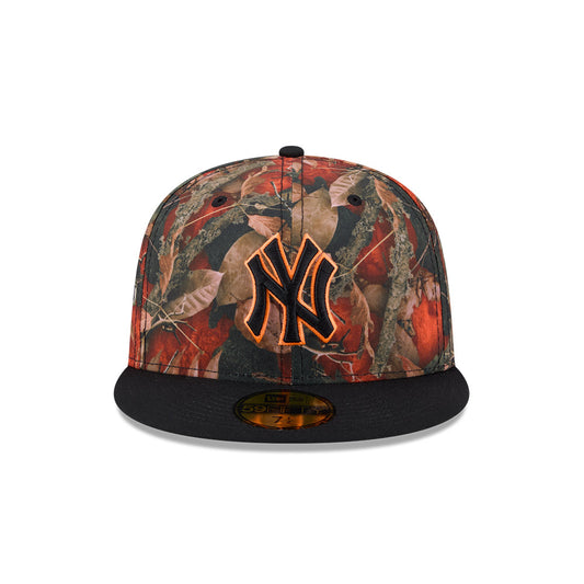 New York Yankees MLB LEAVES Exclusive New Era 59Fifty Fitted Hat - Orange Leaves/Black