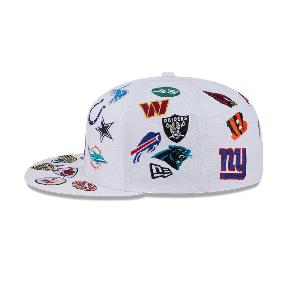 NFL New Era ALL OVER LOGO Exclusive 59Fifty Fitted Hat - White/Team Color