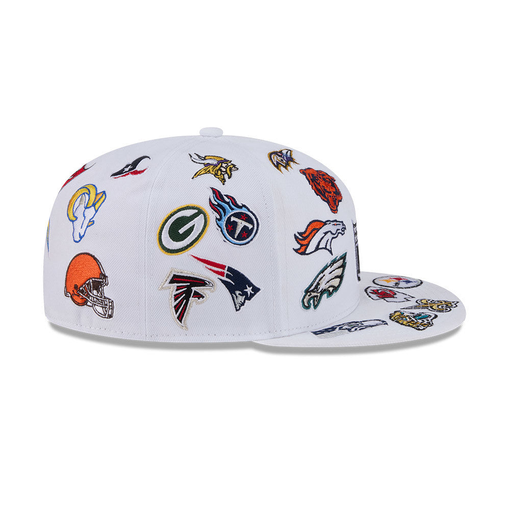 NFL New Era ALL OVER LOGO Exclusive 59Fifty Fitted Hat - White/Team Color