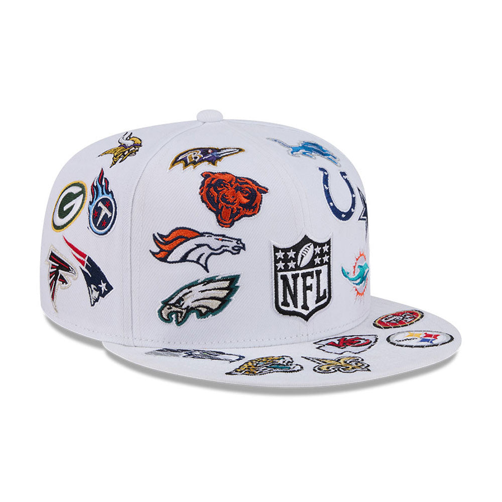 NFL New Era ALL OVER LOGO Exclusive 59Fifty Fitted Hat - White/Team Color