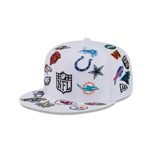 NFL New Era ALL OVER LOGO Exclusive 59Fifty Fitted Hat - White/Team Color