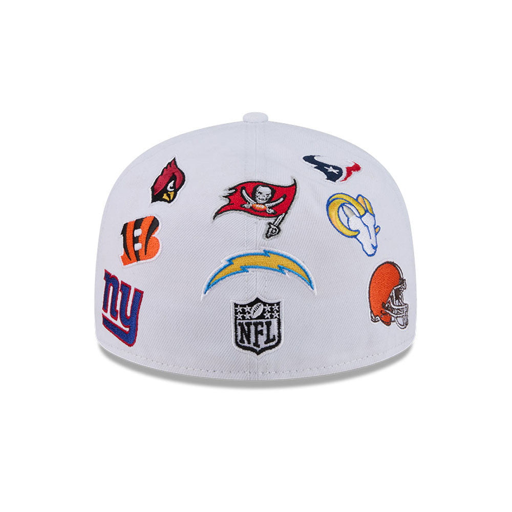 NFL New Era ALL OVER LOGO Exclusive 59Fifty Fitted Hat - White/Team Color